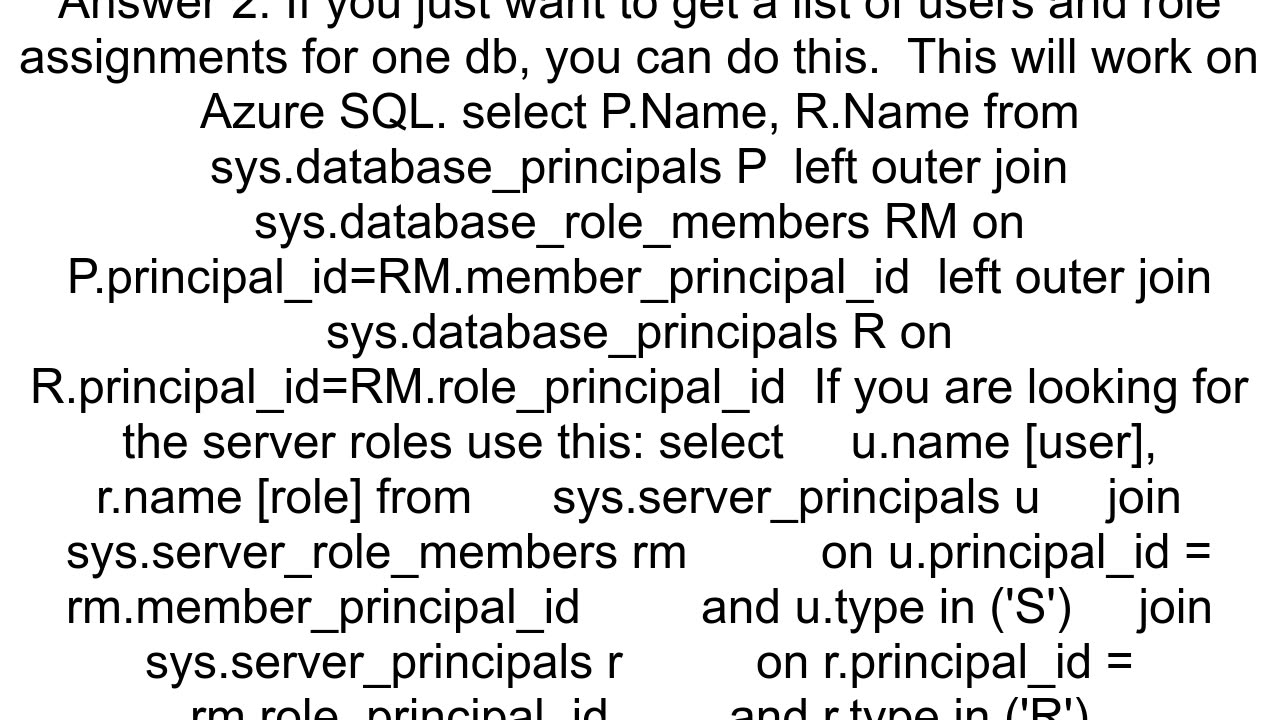 Listing users and their roles in SQL Server