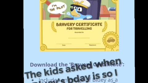 Bluey Travel Certificate