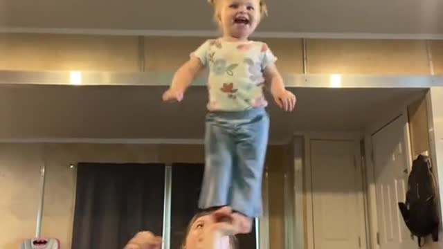 Amazing baby and mom act