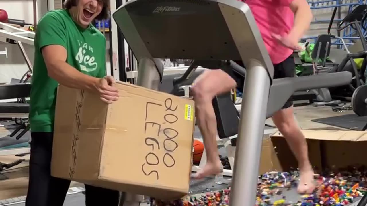 Running on treadmill 👟 with LEGOs #funny#legos#hurts#