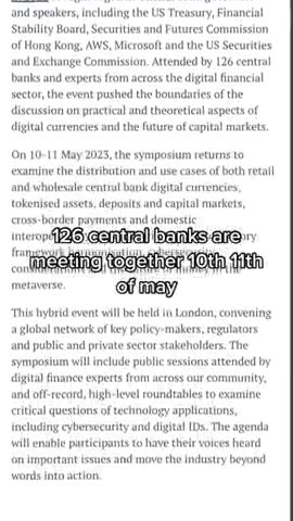 126 CENTRAL BANKS are MEETING on May 10th & 11th to discuss CBDC / DIGITAL CURRENCY