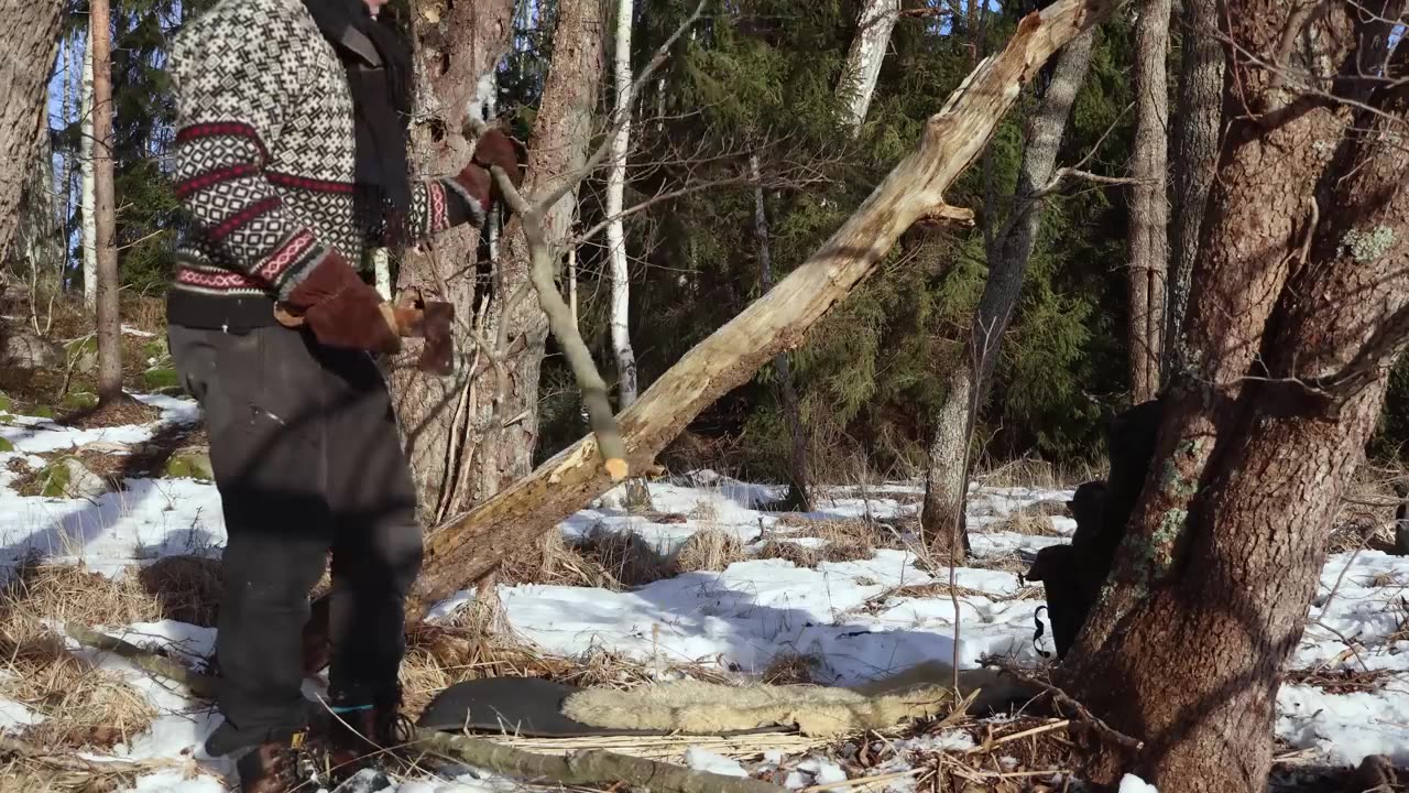 Building a Survival Shelter on a FROZEN ISLAND -11°C❄️ Winter Camping