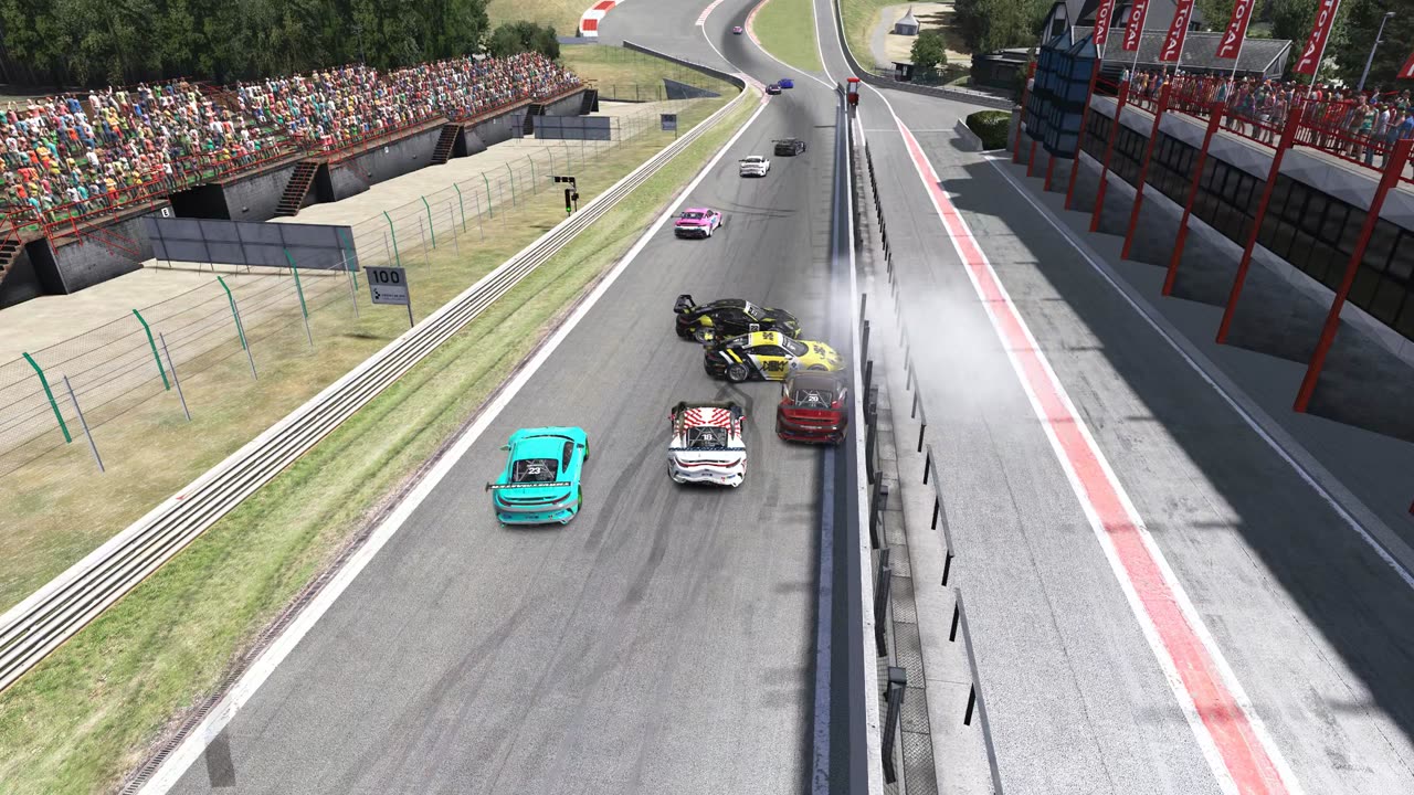 Insane Start on Spa - Porsche Cup 3-10-24 (far chase view)