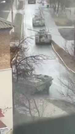 The Russian army in the liberated Bucha - the administrative center of the Buchansky district of