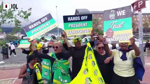 WATCH: Ramaphosa supporters sing and dance ahead of MP's debate on Phala Phala report