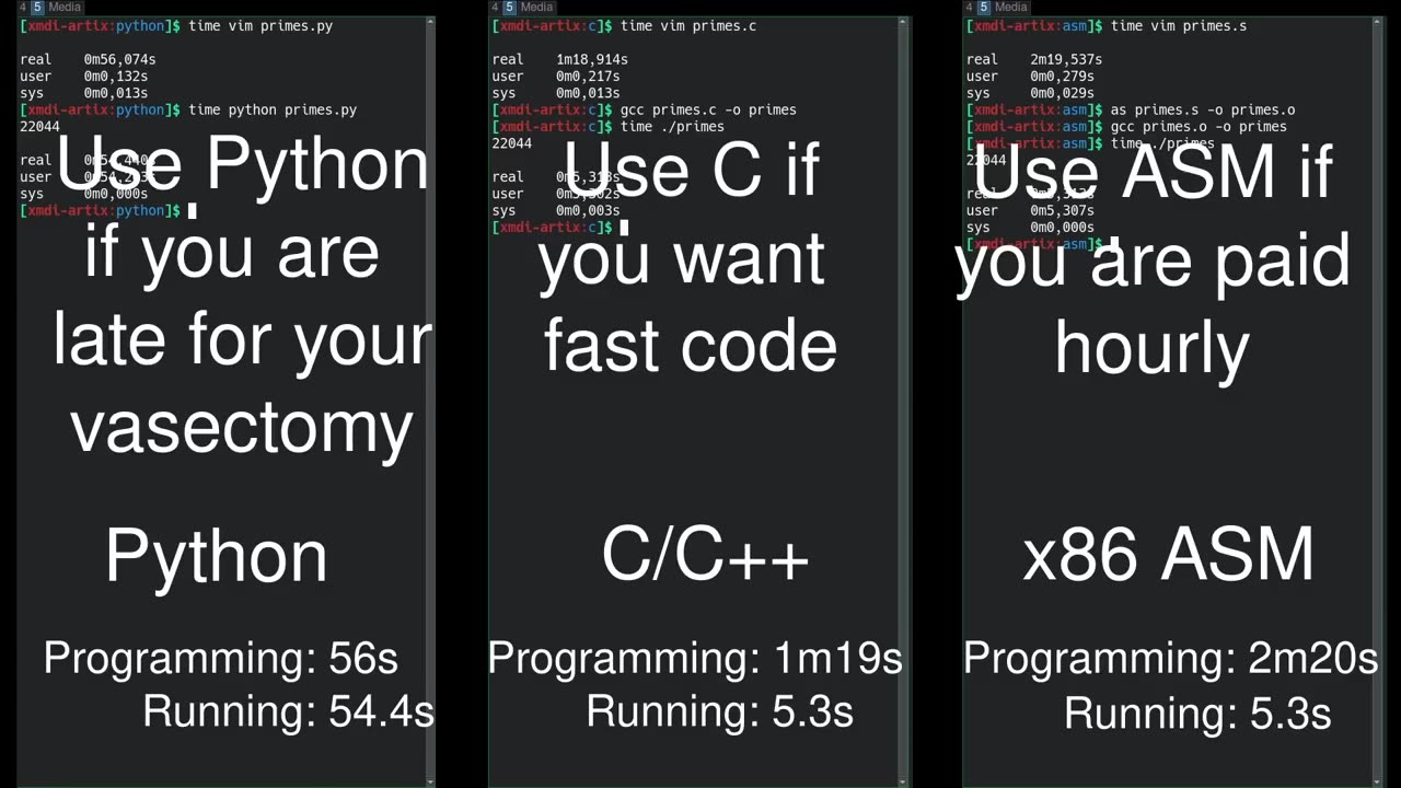 LEARN TO EARN | Python vs C/C++ vs Assembly side-by-side comparison