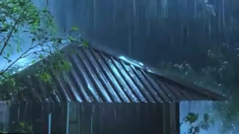 Relieve your stress to fall asleep fast within 3 minutes with heavy rain & thunder on tin roof in