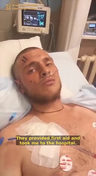 A Russian talking from his Ukrainian hospital bed after being taken prisoner talks