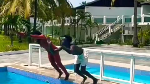 Epic Pool Jump Challenge! 😱💦 #PoolJump #ViralDive #SplashAttack #Shorts