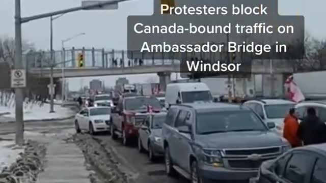 Truckers Continue to Protest Blocks Interstate from Canada to Detroit