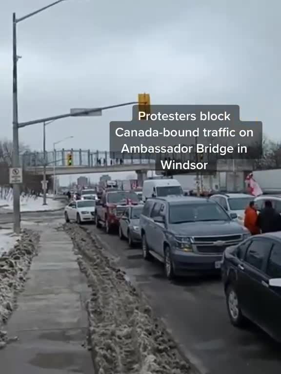 Truckers Continue to Protest Blocks Interstate from Canada to Detroit