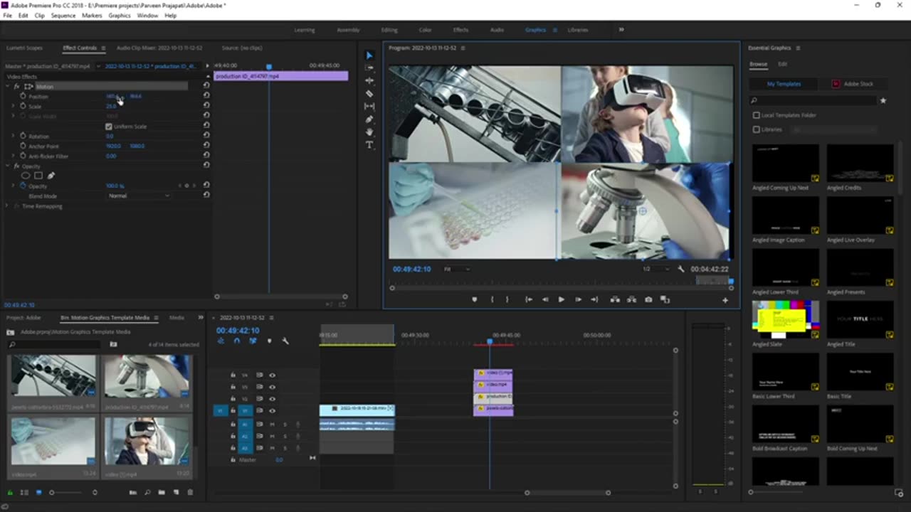 Adobe Premiere Pro – 4 Split Screen Effect