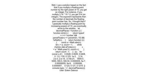 Is there a reliable way in JavaScript to obtain the number of decimal places of an arbitrary number