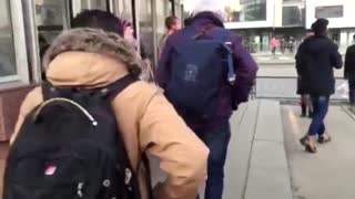 Ukrainians shelter in subway, expecting air strikes