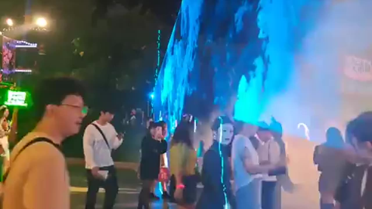 This virtual wall using laser and smoke gives the impression of passing through a portal
