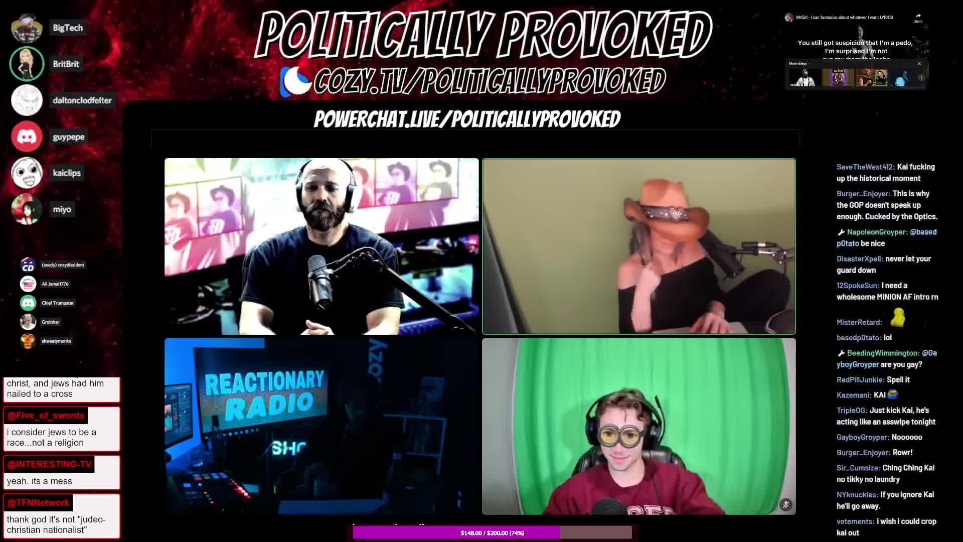 Nick Fuentes talks about Destiny drama on Politically Provoked (ft. Wang Lin, BigTech, and more)