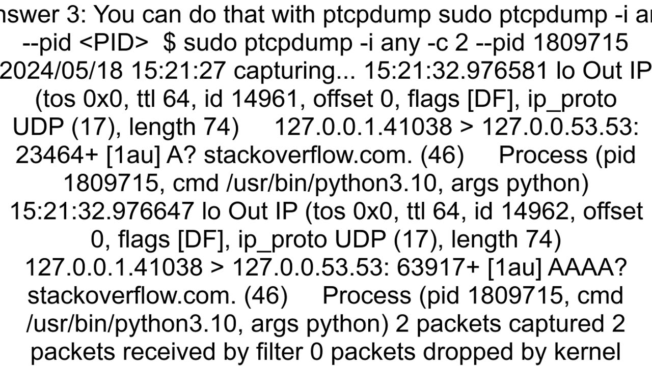 How to monitor all network traffic from a specific process in linux