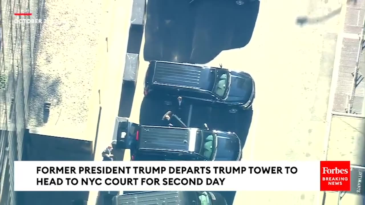 Former President Trump Departs Trump Tower To Head To NYC Court For Second Day