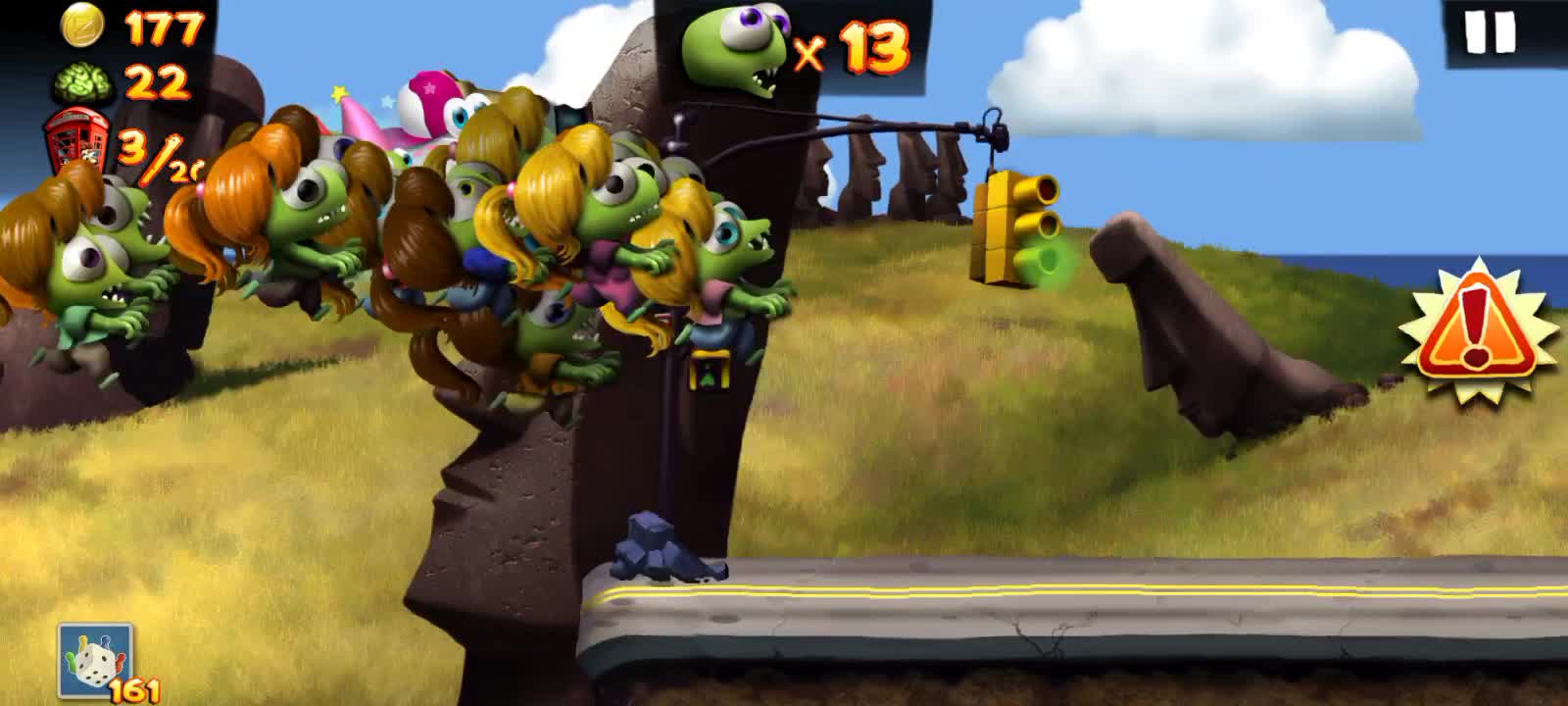 Playing a match with the hat unlocked in the Zombie Tsunami (GEEKS) game.