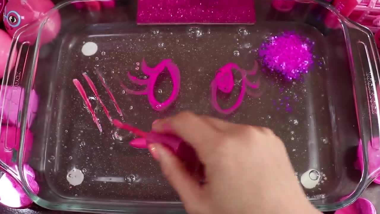 "Big Mega PINK!"Mixing "Neon Pink"Makeup,More Stuff Into slime!Most Satisfying Slime Video.