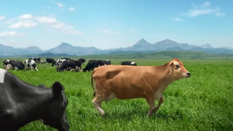 Cows eat grass