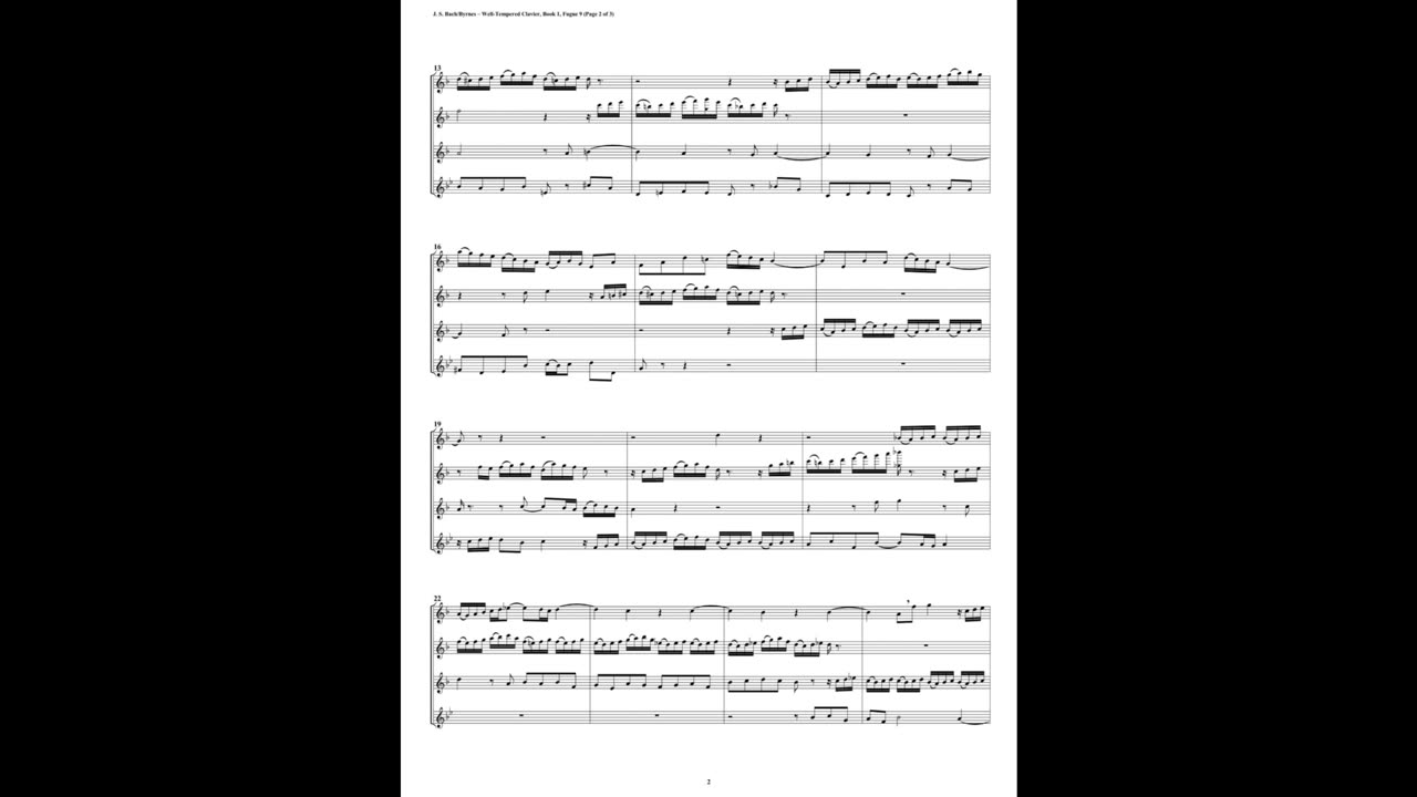 J.S. Bach - Well-Tempered Clavier: Part 1 - Fugue 09 (Flute Quartet)