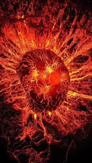 The lava fountain had erupted and the leftover liquid lava inside the crater settled down