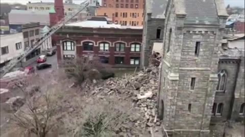 The Moment Historic Church Collapses in CT.