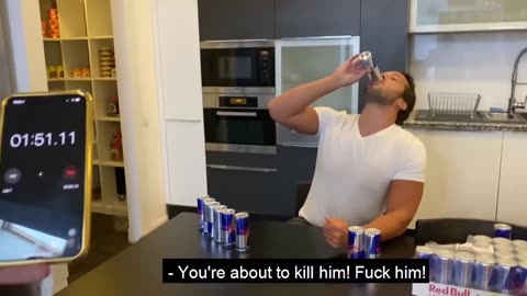 Tristian Tate chugs redbull (redpill??)