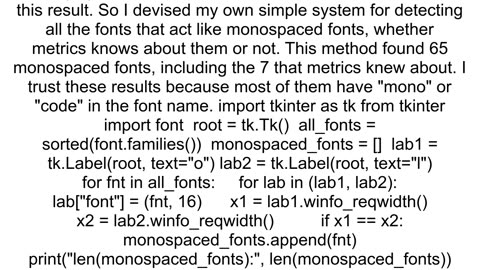 Generate a list of all available monospaced fonts