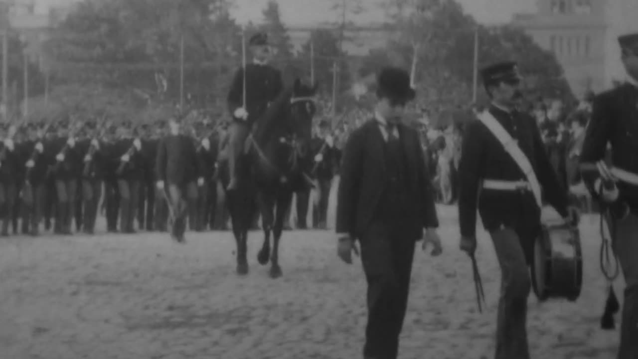 Parade Of Marines, U.S. Cruiser "Brooklyn" (1898 Original Black & White Film)