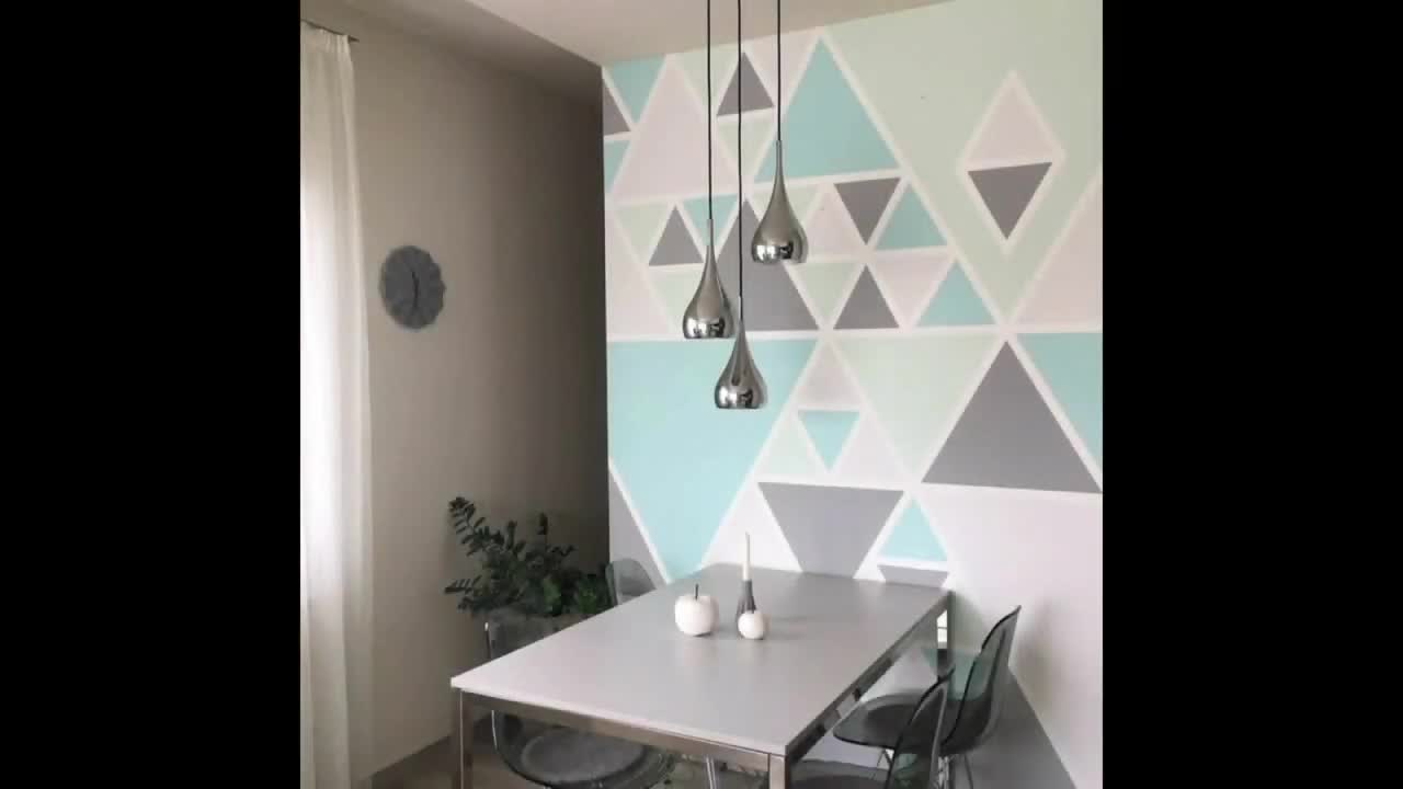 🎨 Geometric Transformation: From Blank Wall to Masterpiece in this Inspiring Video!