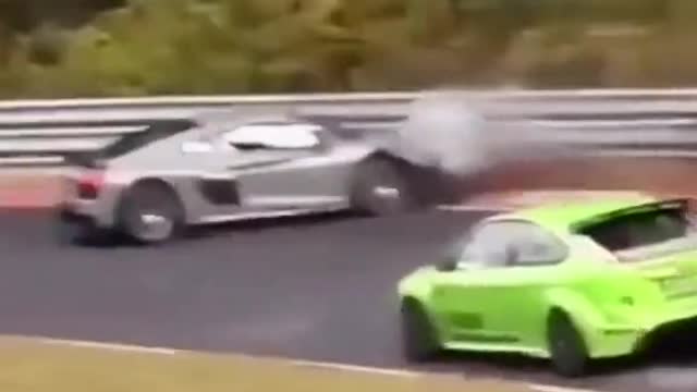 A thrilling accident at the racetrack.