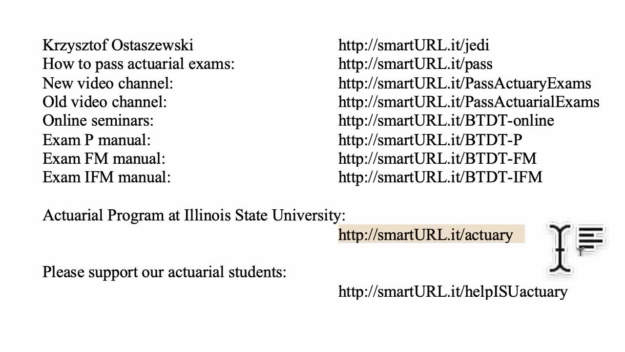 Exam P exercise for April 30, 2022