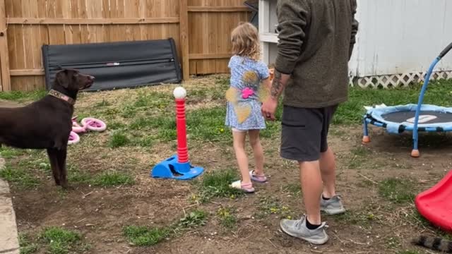 Four-Year-Old Misses Tee and Hits Dad