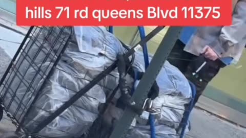 Suspicious Shopping carts loaded with green bags in NYC