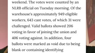 Amazon ALB1 workers will not join the Amazon Labor Union after an election this past weekend