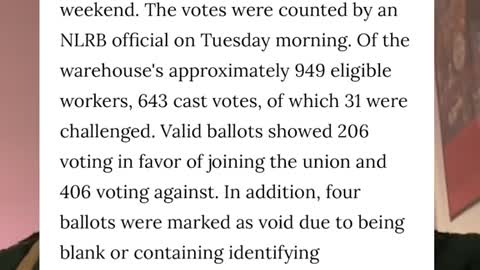 Amazon ALB1 workers will not join the Amazon Labor Union after an election this past weekend