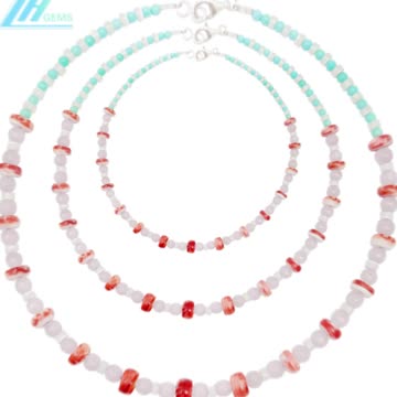 Natural turquoise mop spiny oyster Spodumene Kunzite handmade necklace Healing Gemstone01