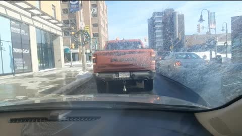 Snow melting downtown Oshawa