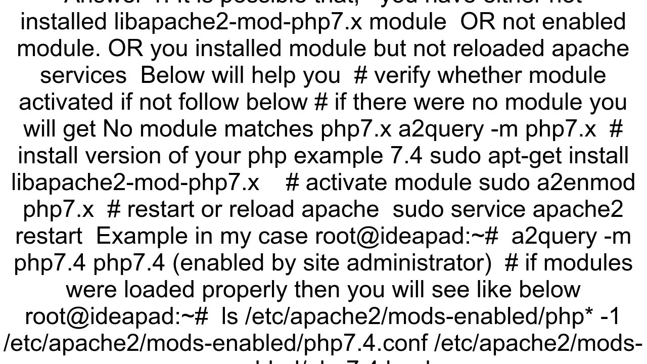 PHP not running on apache server