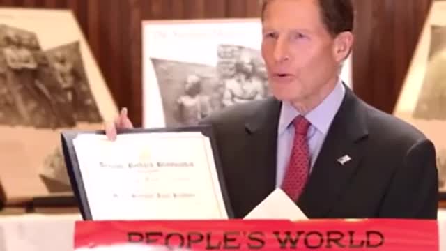 Democrat Senator Richard Blumenthal of Connecticut speaking at Communist Party Awards Ceremony
