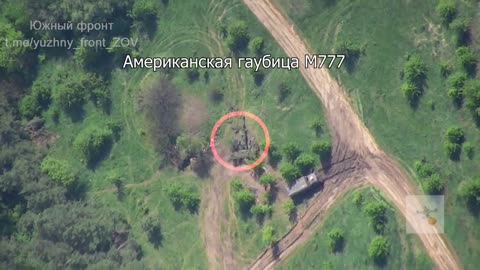 Lancet UAV zasáhl ukrajinskou houfnici M777 u Nikolajevky v Doněcké oblasti