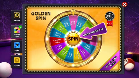 8 BALL POOL SPIN AND WIN COIN 😱😱 ,8 BALL POOL GOLDEN SPIN