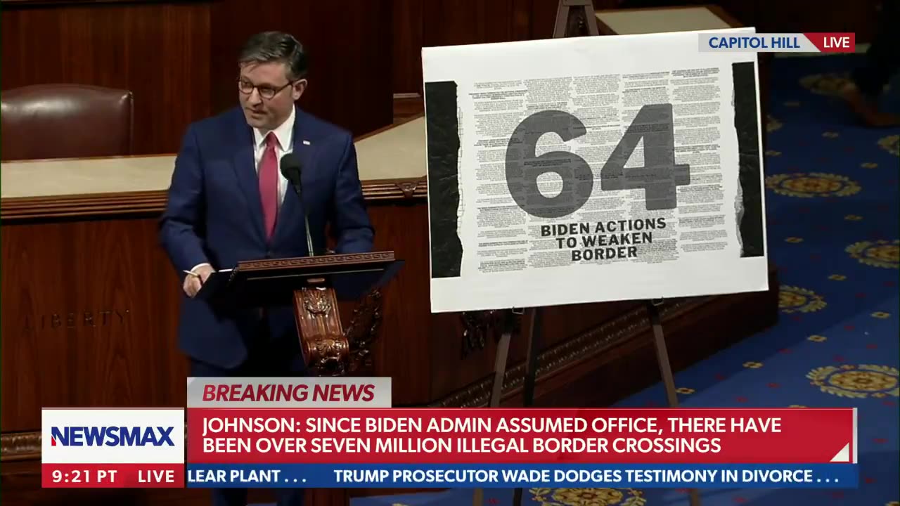 House Speaker Mike Johnson calls out Joe Biden's actions that have weakened the border.