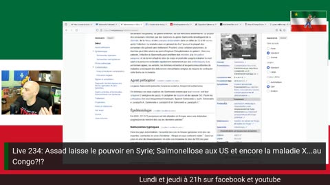 Live 234: Assad laisse le pouvoir en Syrie; Salmonellose aux US et encore la maladie X...au Congo?!?