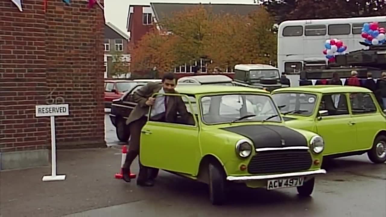 Mr Bean has fun shouting orders at some army personnel!