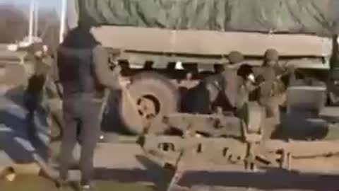 24.02.2022. The war has begun!!! Bridge near Kherson, invaders with artillery.