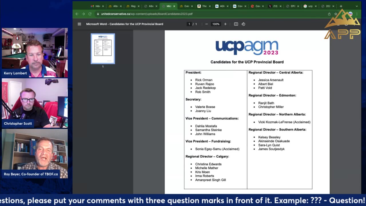 231011 Alberta Prosperity Project Webinar - UCP AGM Meeting November 2023