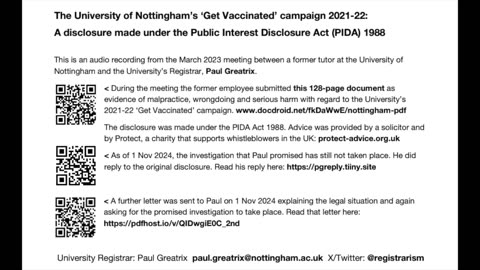 Public Interest Disclosure meeting with Paul Greatrix at Nottingham University 24 March 2023